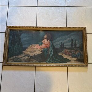 Vintage Framed Print Jesus in the Garden of Gethsemane
